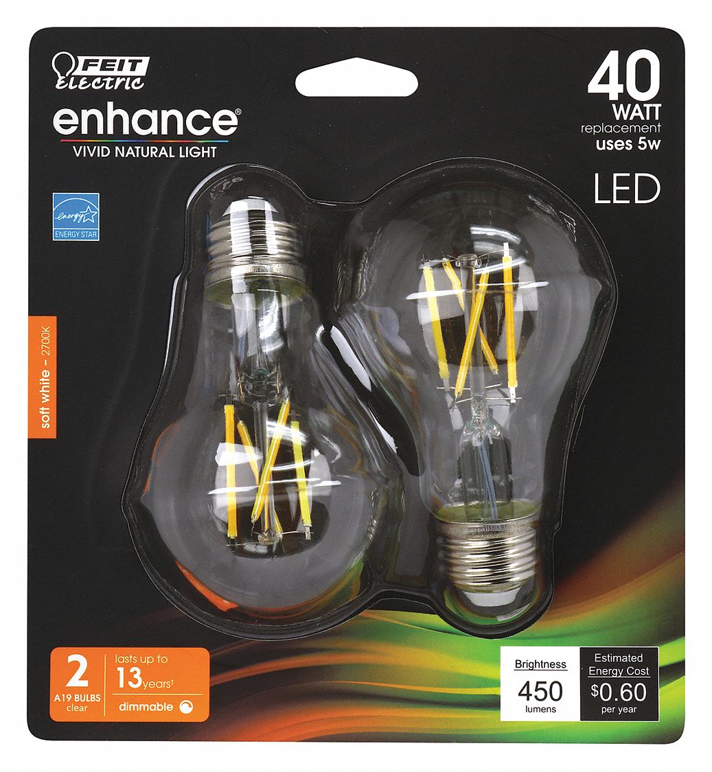 LED 5 W A19 Medium Screw (E26) PK2