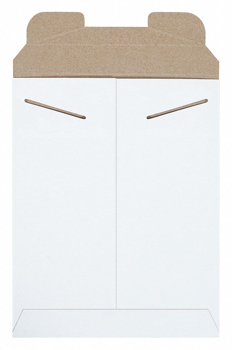 Mailer Envelopes: 9 in x 11 1/2 in, 9 in x 11 in, 0.028 in Material Thick, White, 100 PK