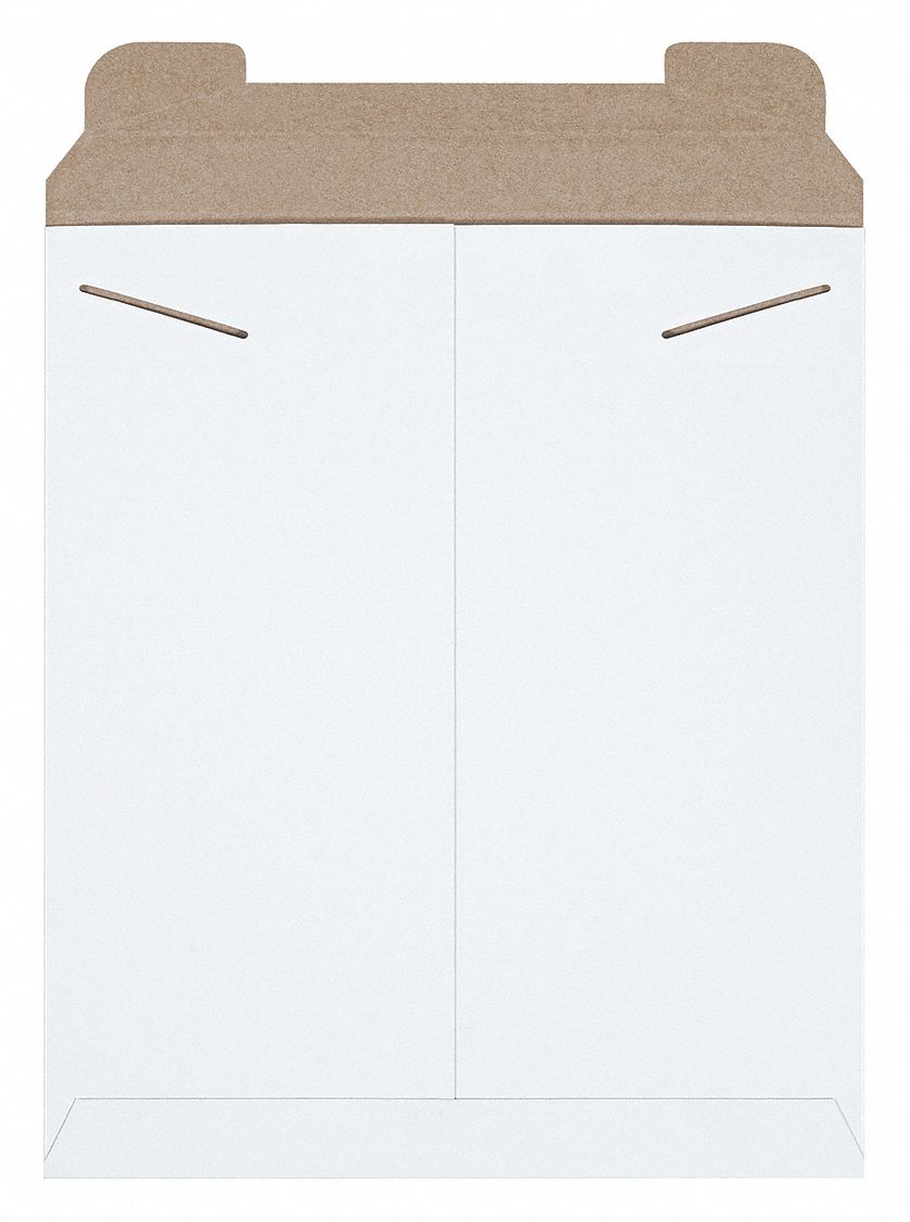 Mailer Envelopes: 12 3/4 in x 15 in, 12 in x 15 in, 0.028 in Material Thick, White, 100 PK