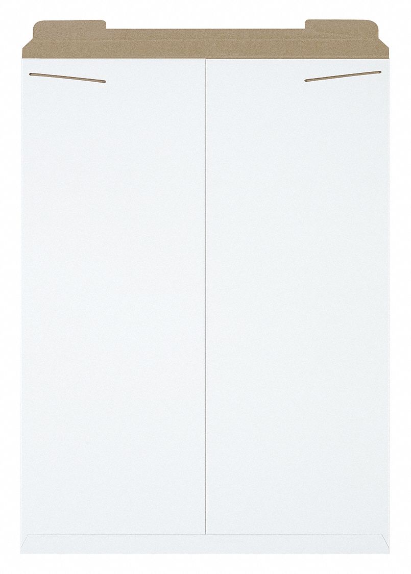 Mailer Envelopes: 20 in x 27 in, 20 in x 27 in, 0.028 in Material Thick, White, 50 PK