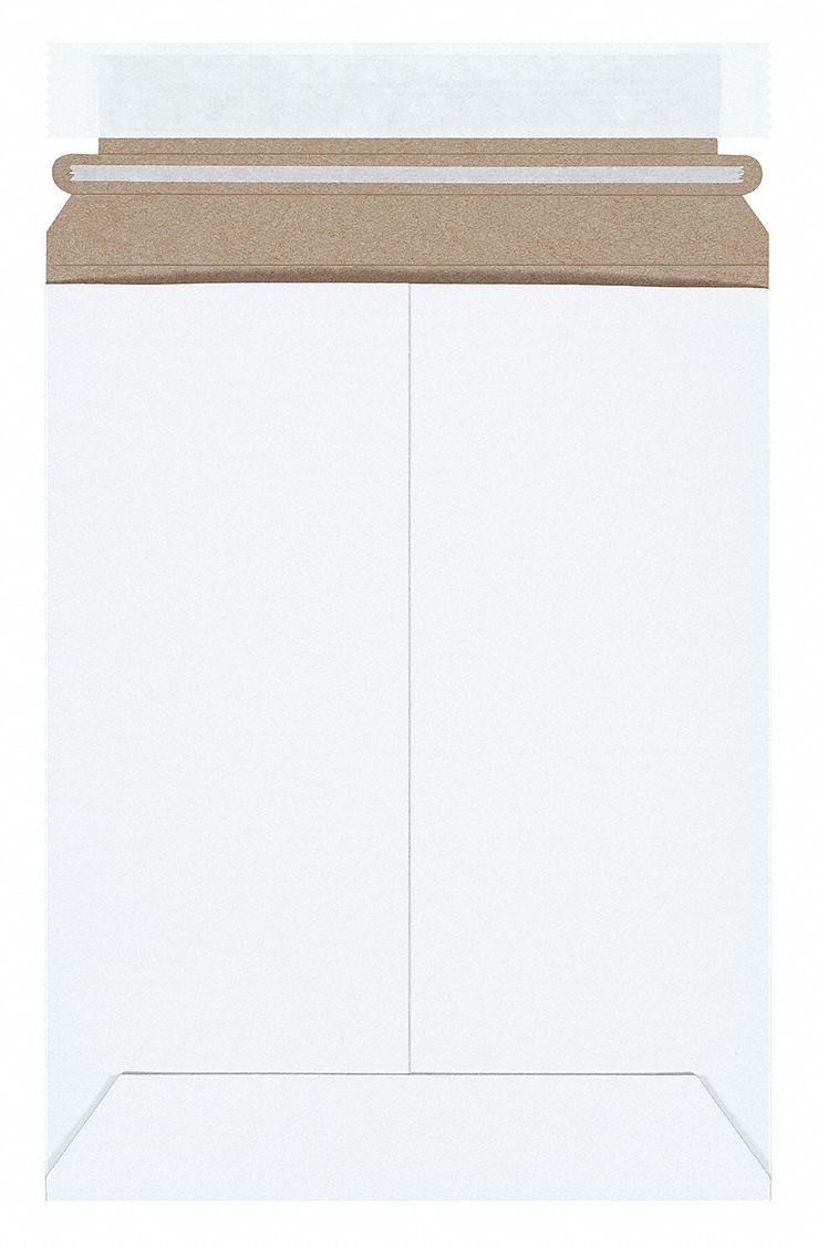 Mailer Envelopes: 7 in x 9 in, 0.02 in Material Thick, With Tear Strip, White, 100 PK
