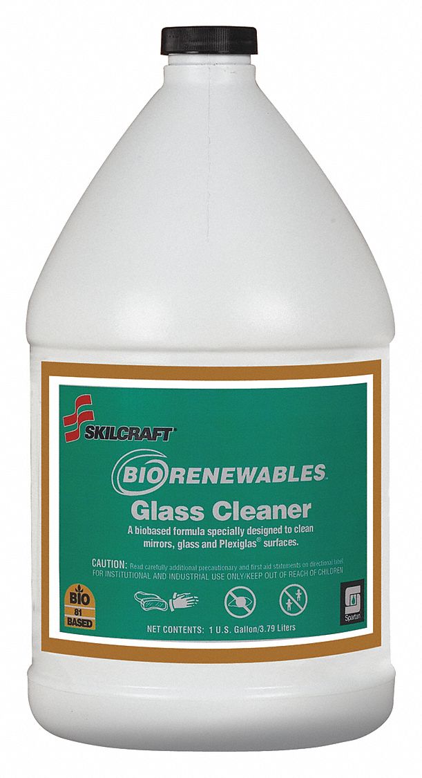 SKILCRAFT Glass Cleaner, 1 gal Cleaner Container Size, Hard Nonporous