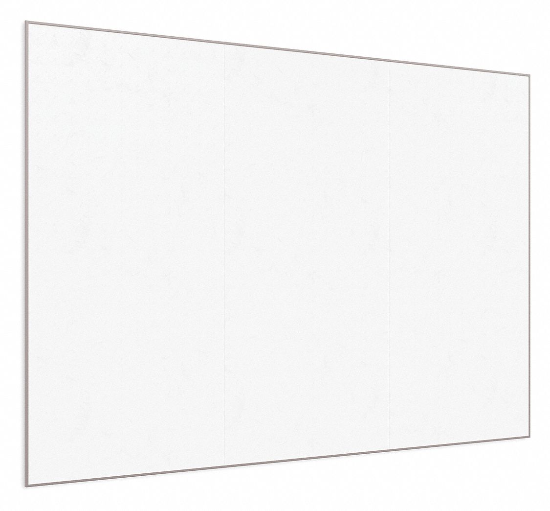 Dry Erase Board: Wall Mounted, 72 in Dry Erase Ht, 192 in Dry Erase Wd, 1 in Dp, Silver, White