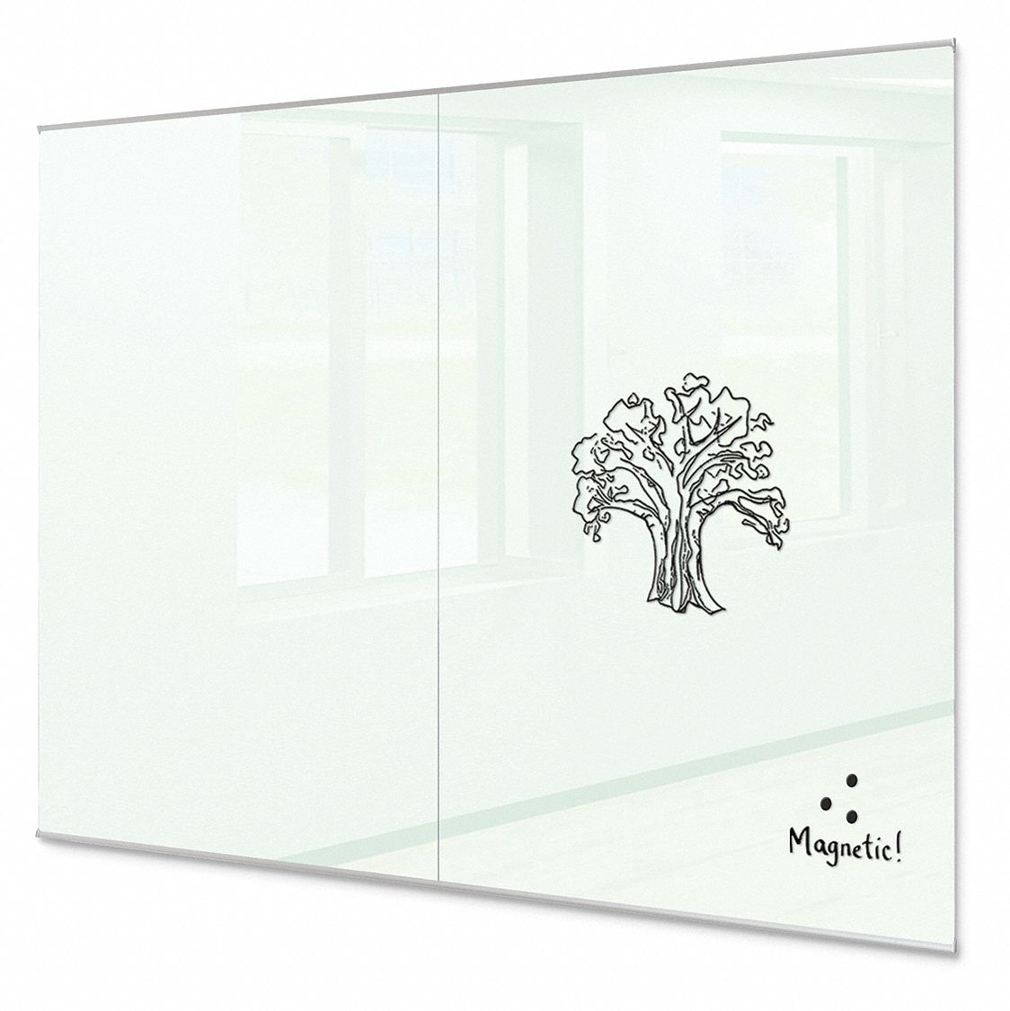 Dry Erase Board: Wall Mounted, 72 in Dry Erase Ht, 96 in Dry Erase Wd, 1/4 in Dp, Silver, White