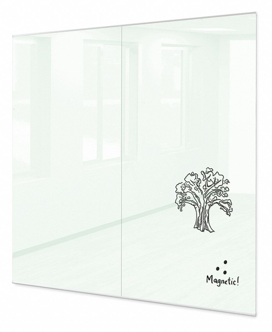 Dry Erase Board: Wall Mounted, 96 in Dry Erase Ht, 96 in Dry Erase Wd, 1/4 in Dp, Silver, White