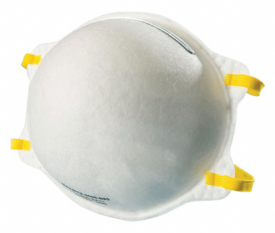 RESPIRATEUR, N95, SANS LATEX, JETABLE, MOULÉ, BLANC, UNIVERSEL, NIOSH, PQT DE 20