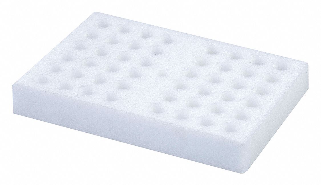 Tube Rack: Foam, White, (48) Vials, 48 Compartments
