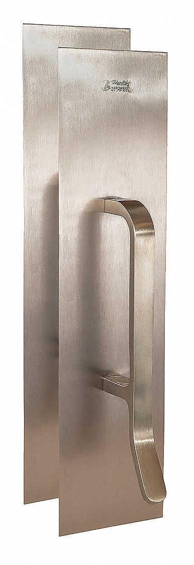 Door Pull Plate: 4 in Wd, 16 in Ht, Stainless Steel