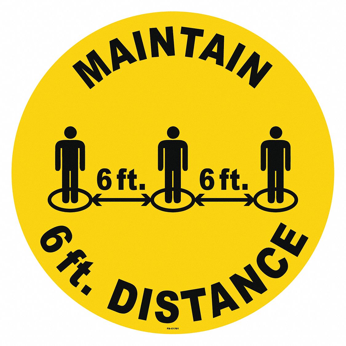 Floor Sign: 17 in x 17 in Nominal Sign Size, Vinyl, Yellow, Not Retroreflective