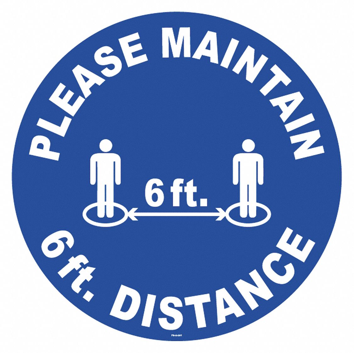 Floor Sign: 8 in x 8 in Nominal Sign Size, Vinyl, Blue, Not Retroreflective, 2 PK