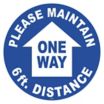 Maintain 6 ft. Distance - One Way Floor Sign