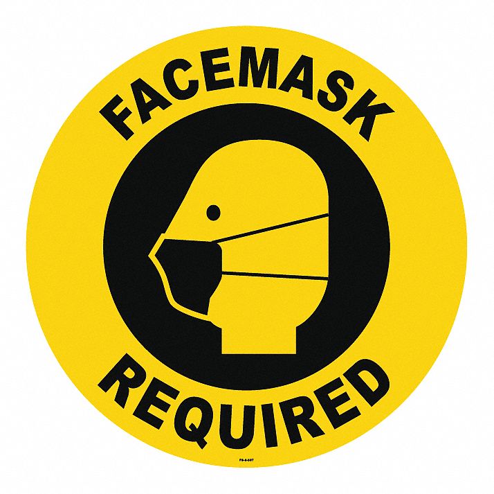 Floor Sign: 8 in x 8 in Nominal Sign Size, Vinyl, Yellow, Not Retroreflective, 2 PK