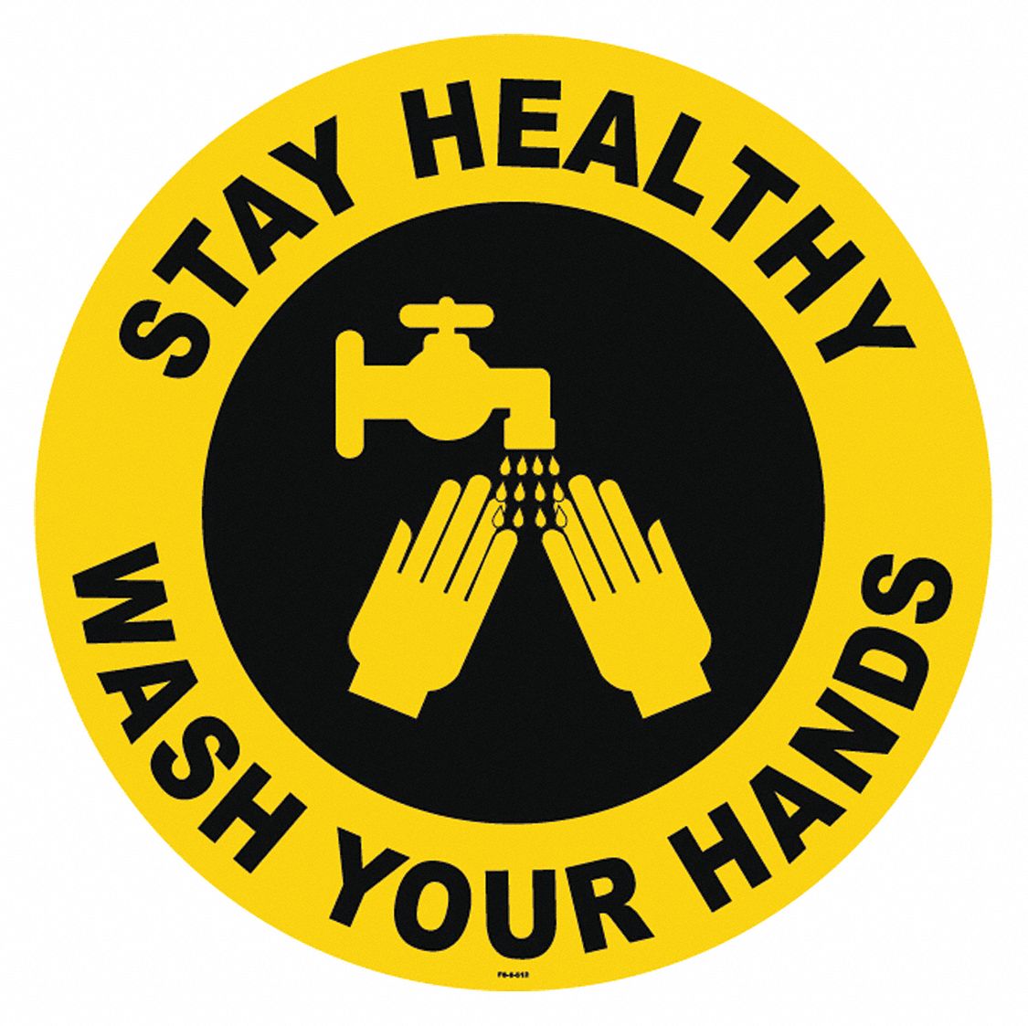 Floor Sign: 8 in x 8 in Nominal Sign Size, Vinyl, Yellow, Not Retroreflective, 2 PK