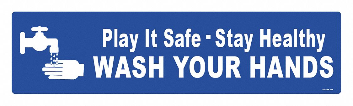 Floor Sign: 6 in x 24 in Nominal Sign Size, Vinyl, Blue, Not Retroreflective