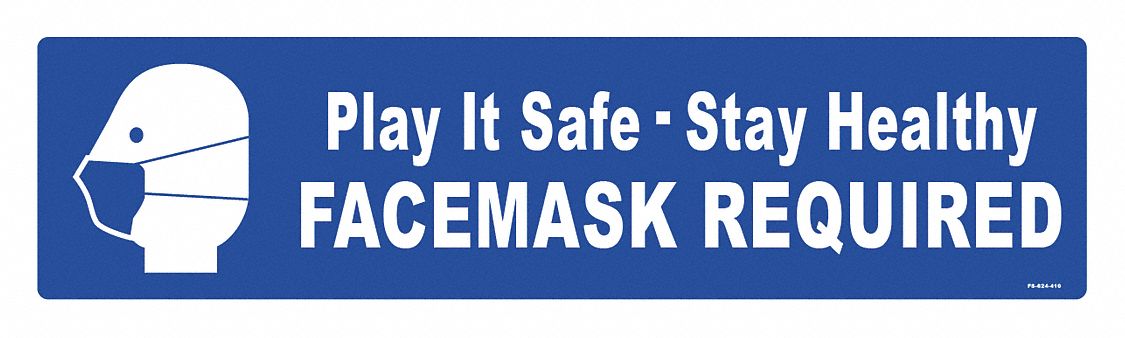 Floor Sign: 6 in x 24 in Nominal Sign Size, Vinyl, Blue, Not Retroreflective
