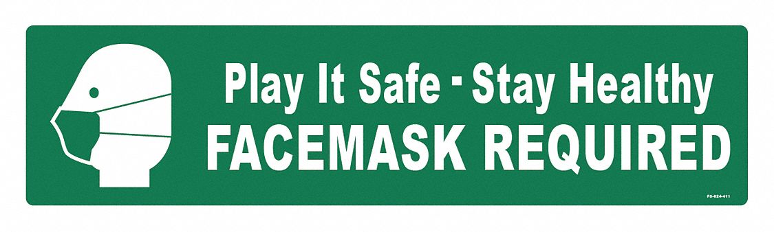 Floor Sign: 6 in x 24 in Nominal Sign Size, Vinyl, Green, Not Retroreflective