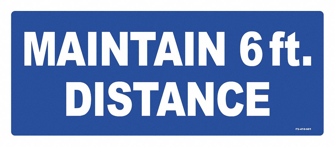 Floor Sign: 4 in x 10 in Nominal Sign Size, Vinyl, Blue, Not Retroreflective, 4 PK