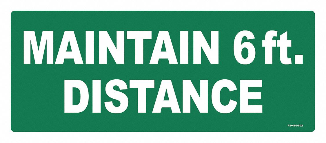 Floor Sign: 4 in x 10 in Nominal Sign Size, Vinyl, Green, Not Retroreflective, No Header, 4 PK