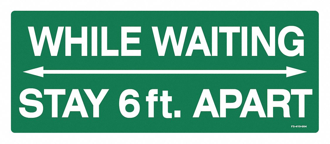 Floor Sign: 4 in x 10 in Nominal Sign Size, Vinyl, Green, Not Retroreflective, 4 PK