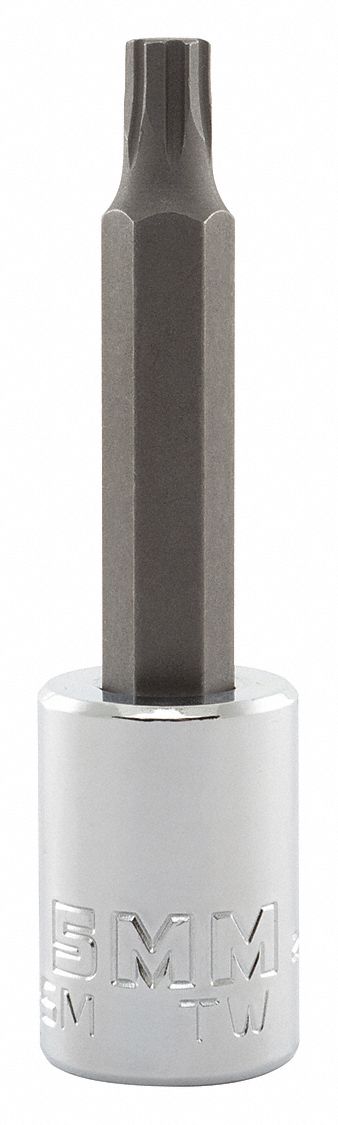 Socket Bit: 3/8 in Drive Size, Hex Tip, 5 mm Tip Size, 2 3/4 in Overall Lg, Fixed Insert