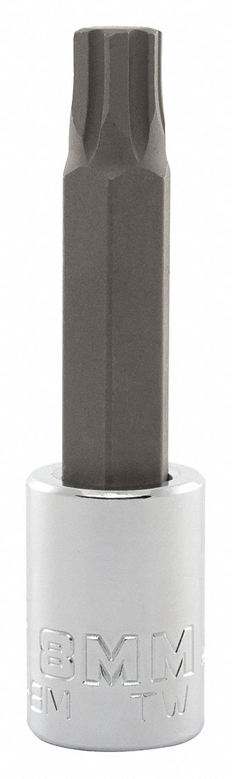 Socket Bit: 3/8 in Drive Size, Hex Tip, 8 mm Tip Size, 2 3/4 in Overall Lg, Fixed Insert