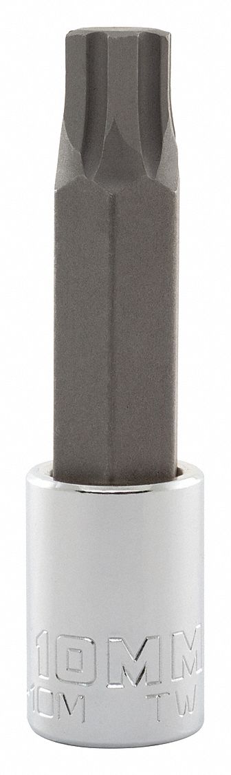 Socket Bit: 3/8 in Drive Size, Hex Tip, 10 mm Tip Size, 2 3/4 in Overall Lg, Fixed Insert