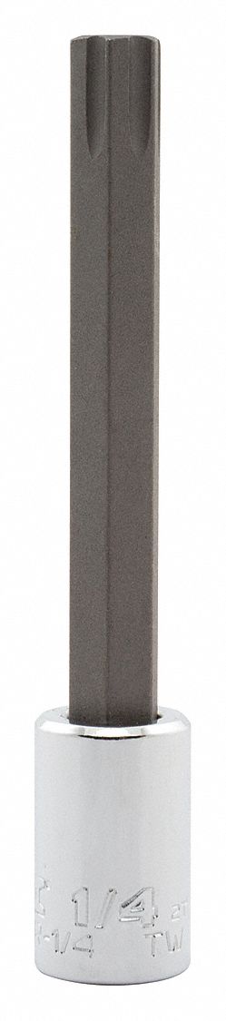 Socket Bit: 1/4 in Drive Size, Hex Tip, 1/4 in Tip Size, 2 3/4 in Overall Lg, Fixed Insert