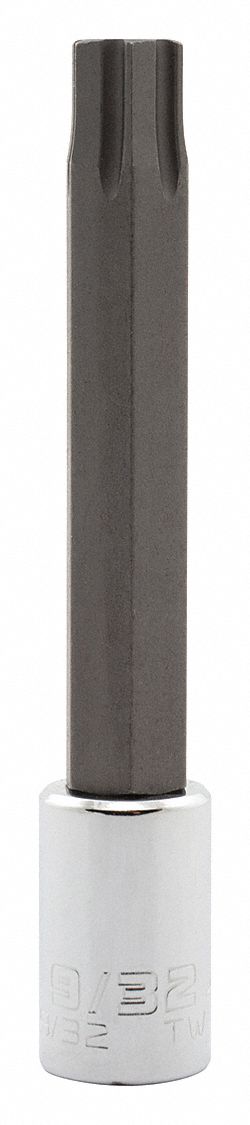 Socket Bit: 1/4 in Drive Size, Hex Tip, 9/32 in Tip Size, 2 3/4 in Overall Lg, Fixed Insert