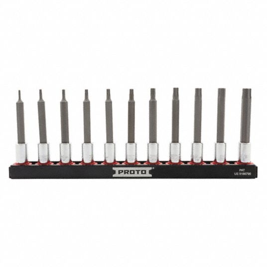 PROTO, 1/4 in Drive Size, 11 Pieces, Socket Bit Set - 56JT27 ...