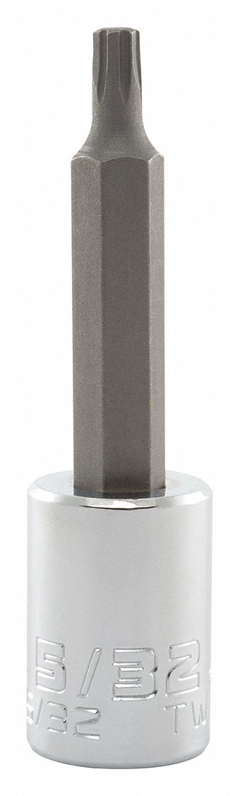 Socket Bit: 3/8 in Drive Size, Hex Tip, 5/32 in Tip Size, 2 3/4 in Overall Lg, Fixed Insert