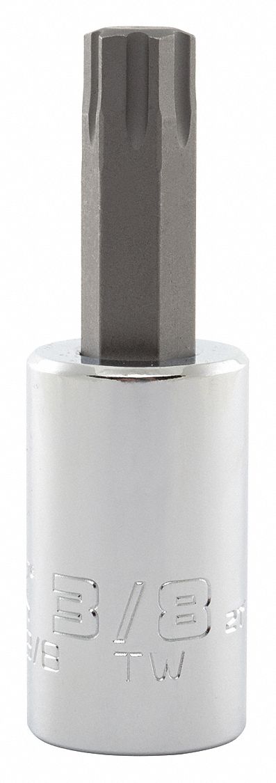 Socket Bit: 1/2 in Drive Size, Hex Tip, 3/8 in Tip Size, 2 3/4 in Overall Lg, Fixed Insert