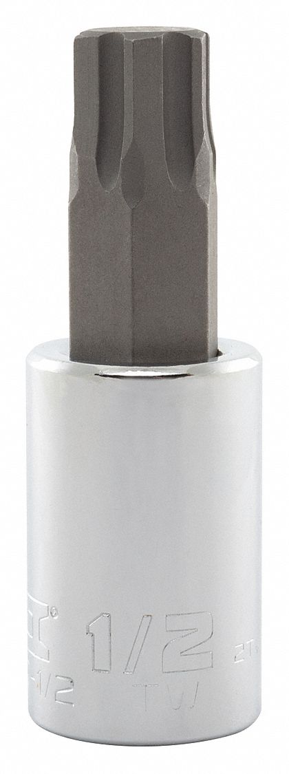 Socket Bit: 1/2 in Drive Size, Hex Tip, 1/2 in Tip Size, 2 3/4 in Overall Lg, Fixed Insert