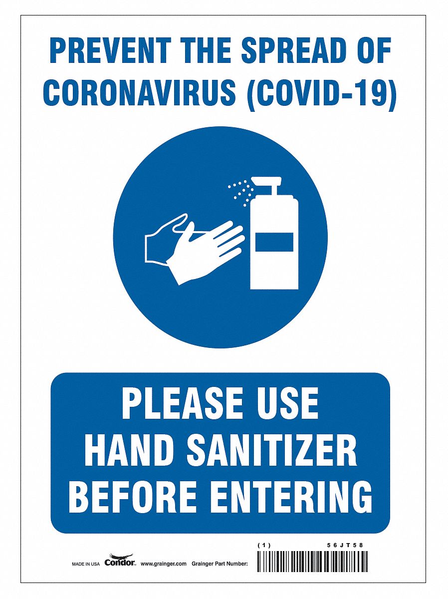 Prevent The Spread Of Coronavirus Sign: 10 in x 7 in Nominal Sign Size, 0.055 in Thick, Polystyrene