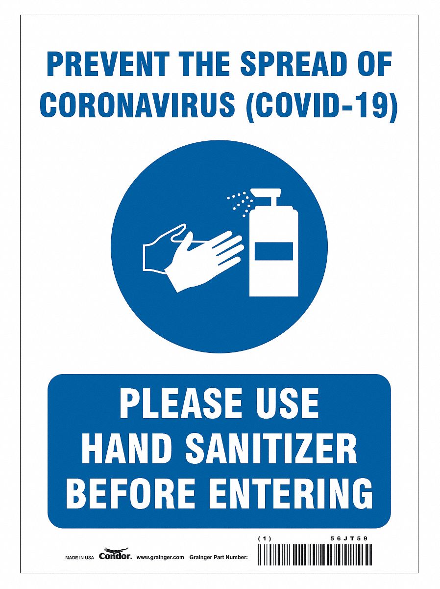Prevent The Spread Of Coronavirus Sign: 14 in x 10 in Nominal Sign Size, 0.055 in Thick, Polystyrene