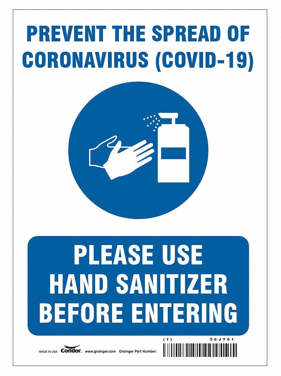 Prevent The Spread Of Coronavirus Sign: 14 in x 10 in Nominal Sign Size, 0.004 in Thick, Polyester