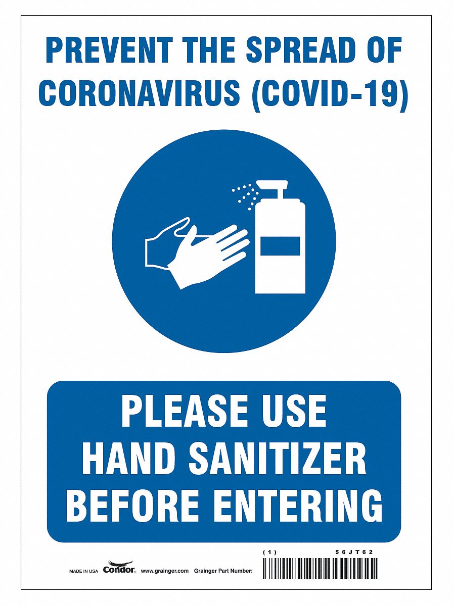 Prevent The Spread Of Coronavirus Sign: 10 in x 7 in Nominal Sign Size, 0.032 in Thick, Aluminum