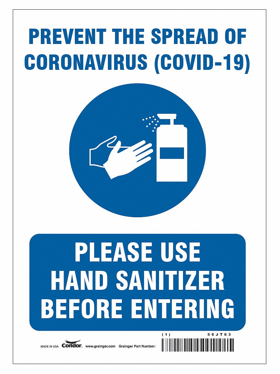 Prevent The Spread Of Coronavirus Sign: 14 in x 10 in Nominal Sign Size, 0.032 in Thick, Aluminum