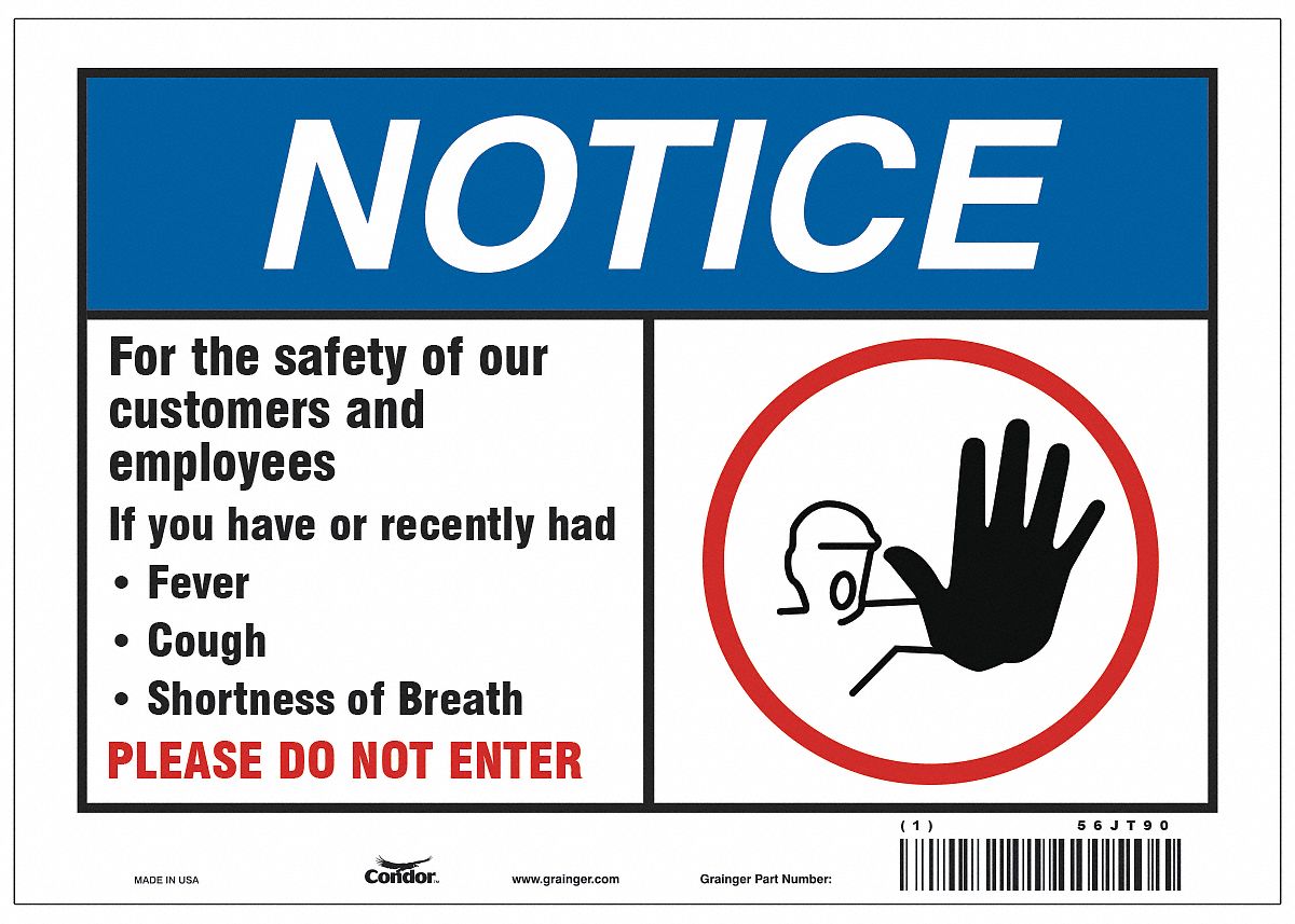 For The Safety Of Our Customers Sign: 7 in x 10 in Nominal Sign Size, 0.032 in Thick, Aluminum