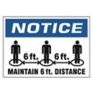 Notice - Maintain 6 ft. Distance Sign