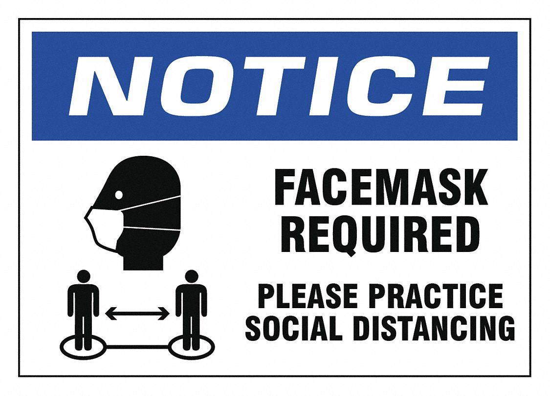 Adhesive Safety Sign: 7 in x 10 in Nominal Sign Size, Adhesive Surface Sign Mounting, Vinyl, White
