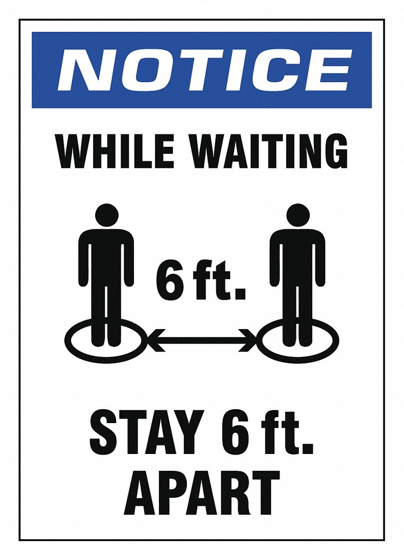 Adhesive Safety Sign: 10 in x 7 in Nominal Sign Size, Adhesive Surface Sign Mounting, Vinyl, White