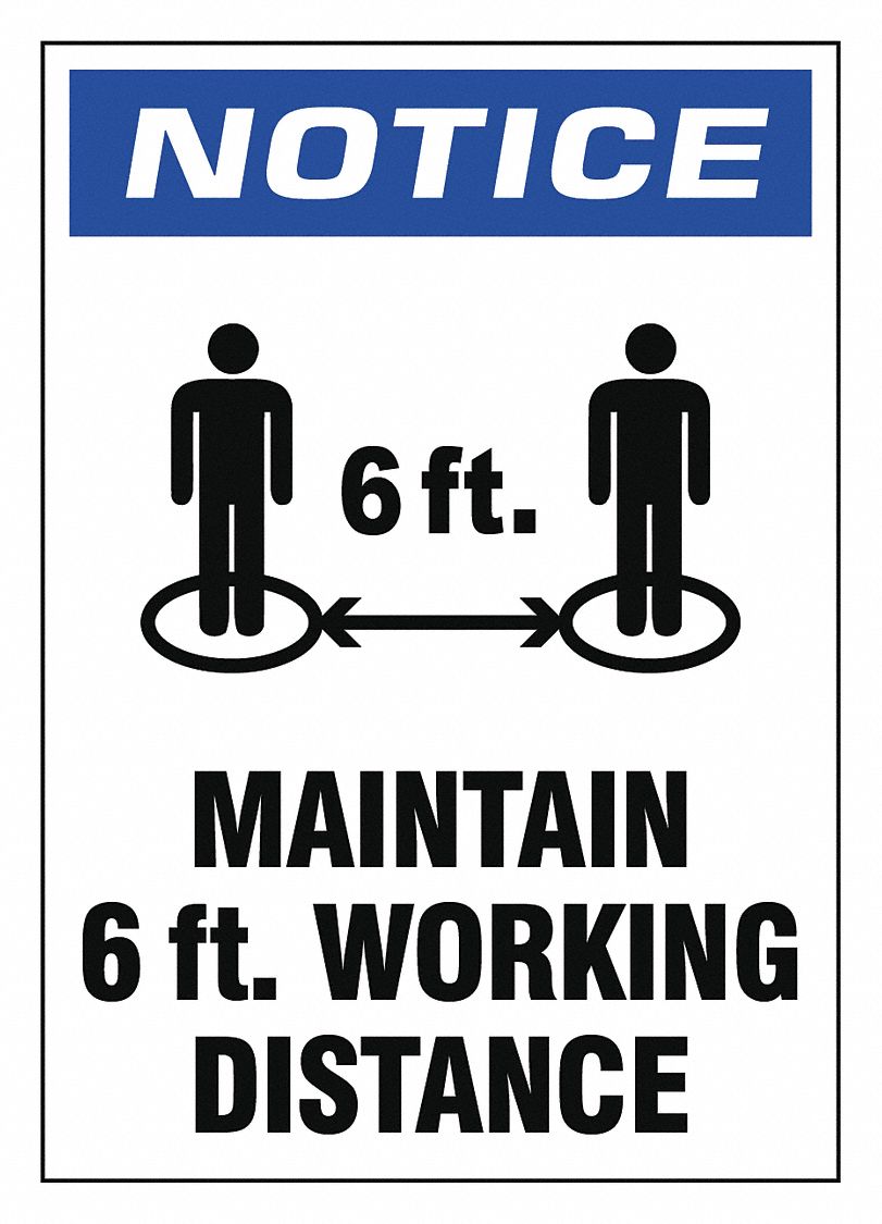 Adhesive Safety Sign: 10 in x 7 in Nominal Sign Size, Adhesive Surface Sign Mounting, Vinyl, White