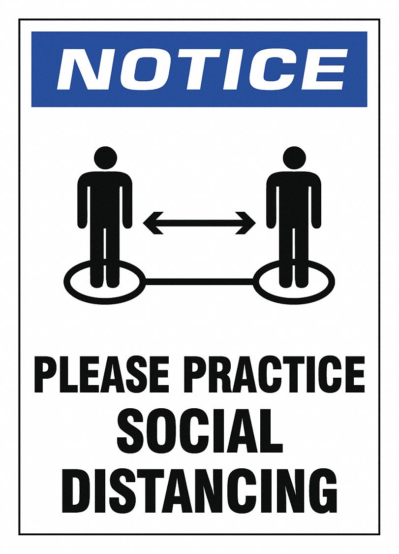 Adhesive Safety Sign: 10 in x 7 in Nominal Sign Size, Adhesive Surface Sign Mounting, Vinyl, White