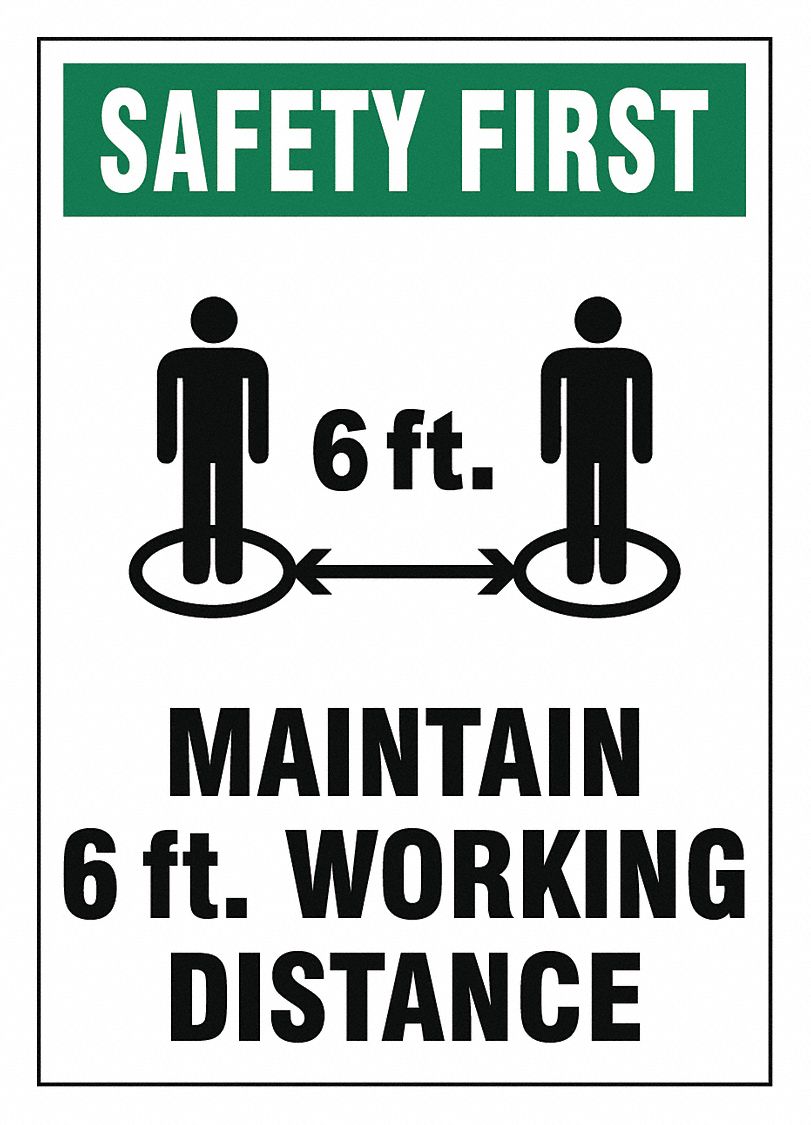 Adhesive Safety Sign: 10 in x 7 in Nominal Sign Size, Adhesive Surface Sign Mounting, Vinyl, White