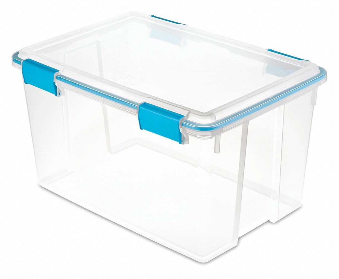 Sterilite Storage Tote, Clear, Polypropylene, 30 1/4 in L, 19 5/8 in W, 16  3/4 in H, 30 gal Volume Capacity 19434303