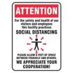 Attention - Visitors & Employees - Social Distancing Sign