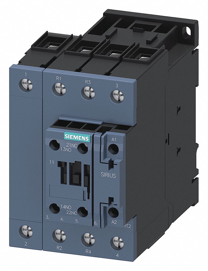 IEC Power Contactor: Non-Reversing, 4 Poles, 2NO/2NC Contacts, 40 A, 120V AC Coil, 1NO/1NC