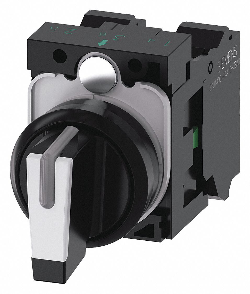 SIEMENS Switch, 22 mm, 3, Momentary/Maintained/Momentary, 1NO/1NO