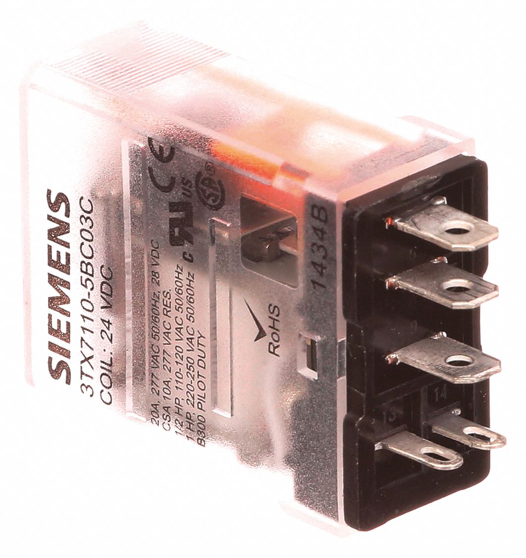 SIEMENS Plug In Relay, 24V DC Coil Volts, 15A 28V DC Contact Rating