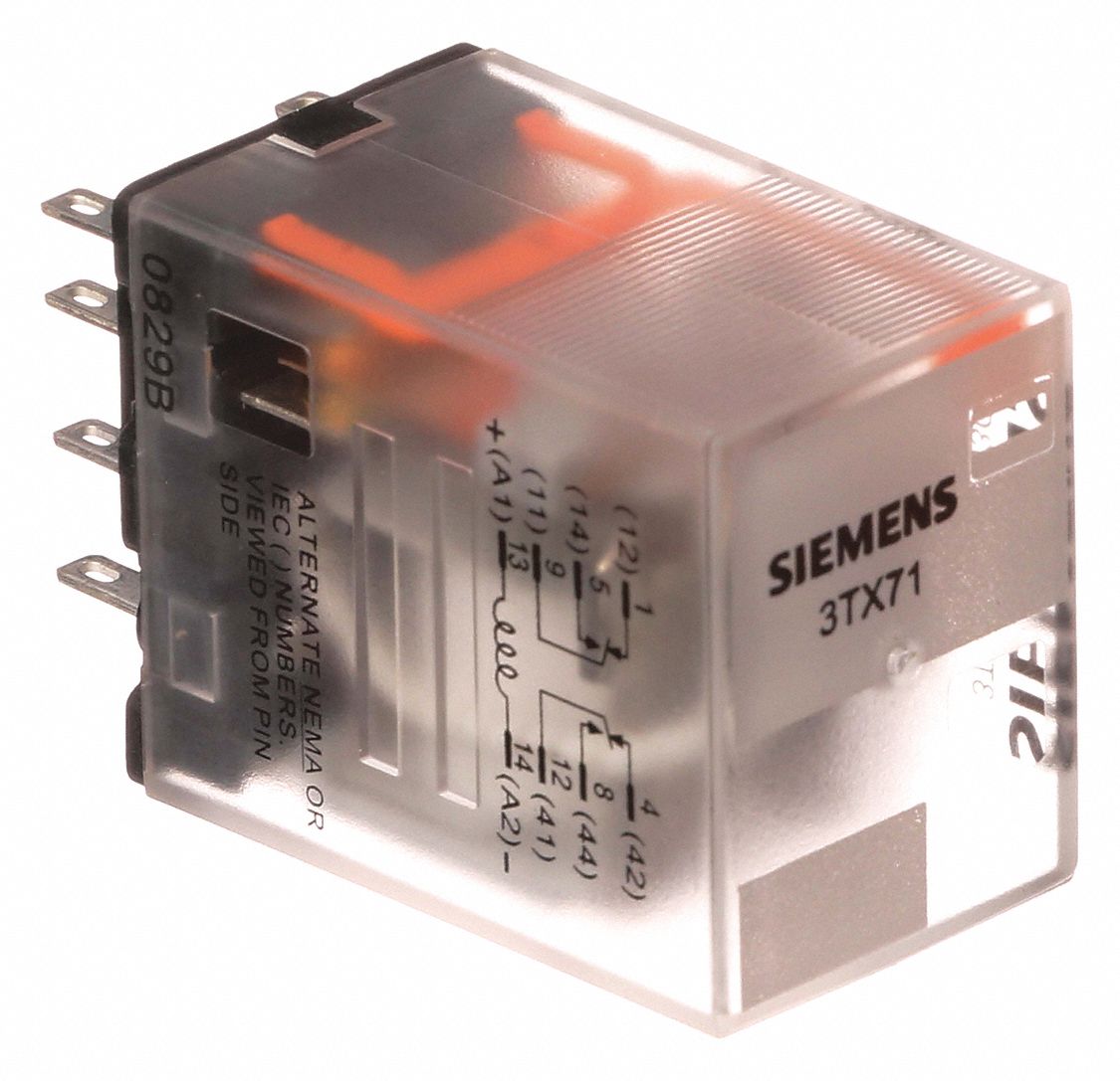SIEMENS Plug In Relay 8 Pins Relay, DPDT, 12A 277V/15A 120V, 12A
